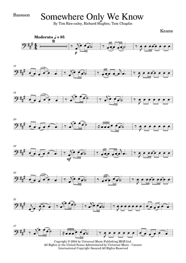 Somewhere Only We Know (arr. Golden Skull Editions)