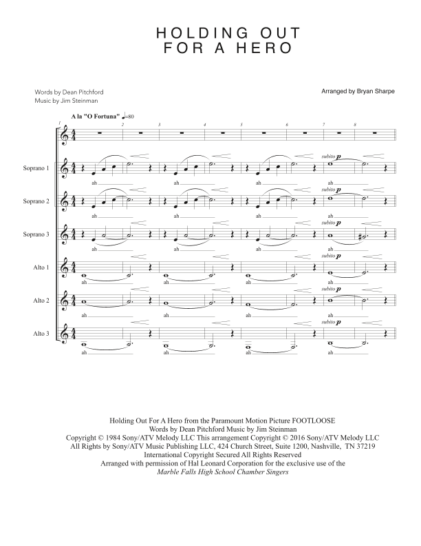 Holding Out For A Hero (arr. Bryan Sharpe)