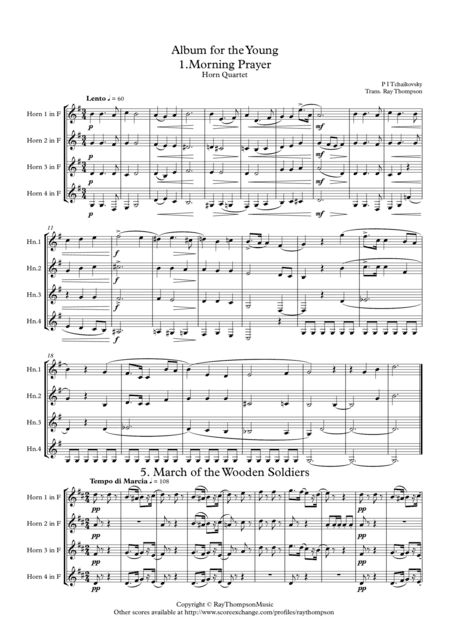 Tchaikovsky: 4 Pieces from Album for the Young Op.39 - horn quartet (arr. Ray Thompson)