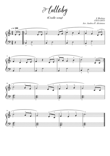 Lullaby (Cradle Song) · J. Brahms · Easy Piano (arr. Andrea P. Alcántara)