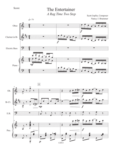 The Entertainer for Woodwind Duo, Piano and Bass (arr. Nancy J. Brammer)