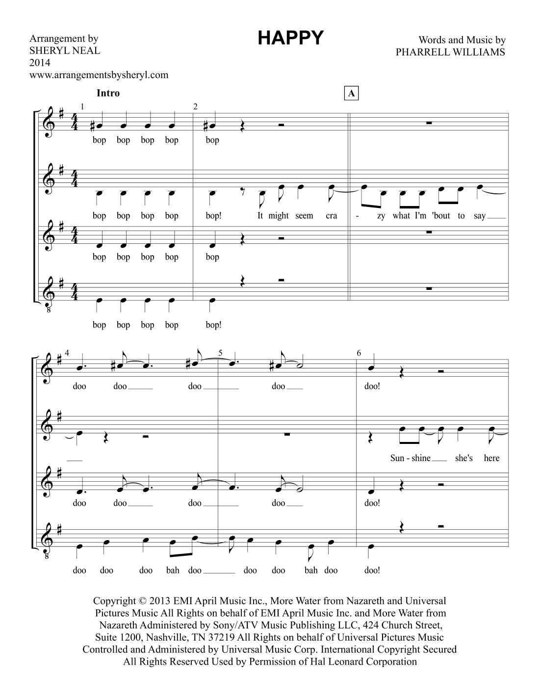 Happy (arr. Sheryl Neal)