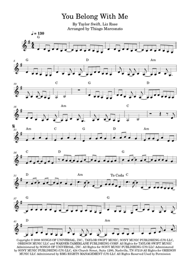 You Belong With Me (arr. Thiago Marconato)