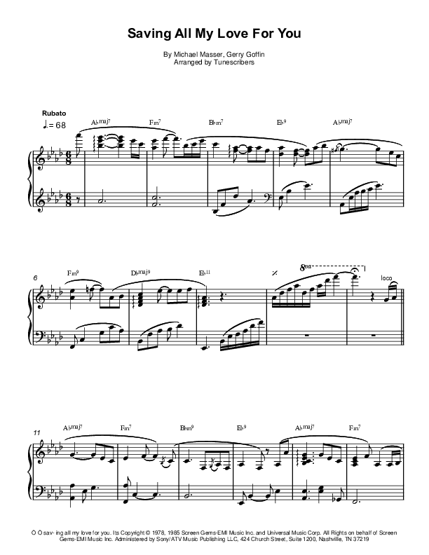 Saving All My Love For You (arr. Tunescribers)