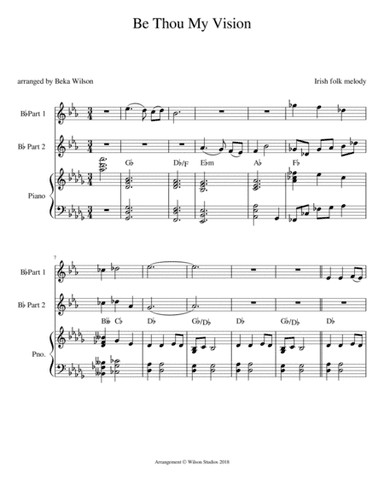 Be Thou My Vision--duet for B flat instruments (arr. Beka Wilson)