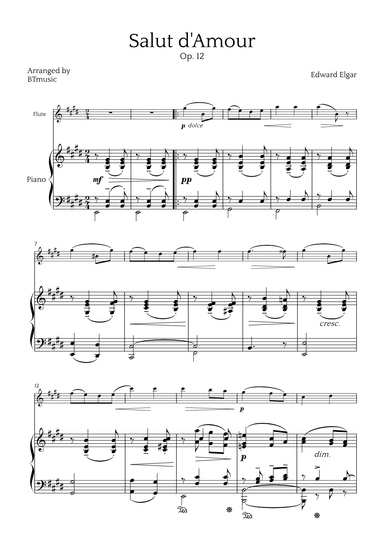 Salut d'Amour (Op. 12) - Flute and Piano (arr. BTmusic)