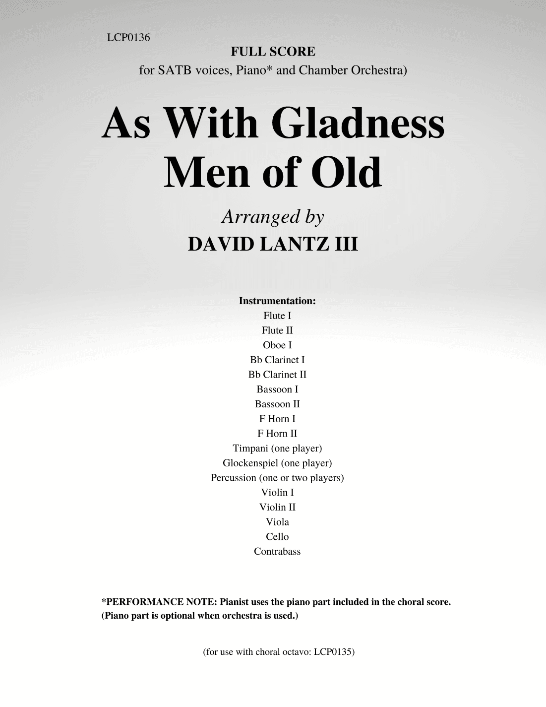 As With Gladness Men of Old (arr. David Lantz III)
