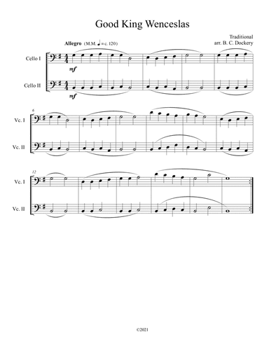 Good King Wenceslas (Cello Duet) (arr. B. C. Dockery)
