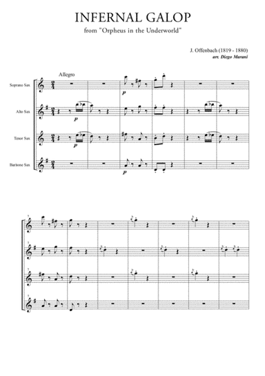 Infernal Galop (Can Can) for Saxophone Quartet (arr. Diego Marani)