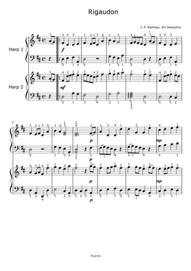 Rigaudon for harp duet. Rameau (arr. Harpoline)
