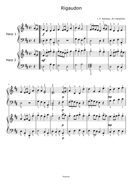 Rigaudon for harp duet. Rameau (arr. Harpoline)