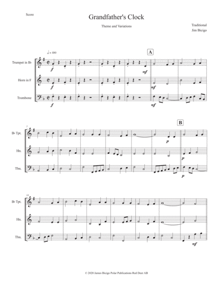 Grandfather's Clock (Theme and Variations) (arr. Jim Bicigo)