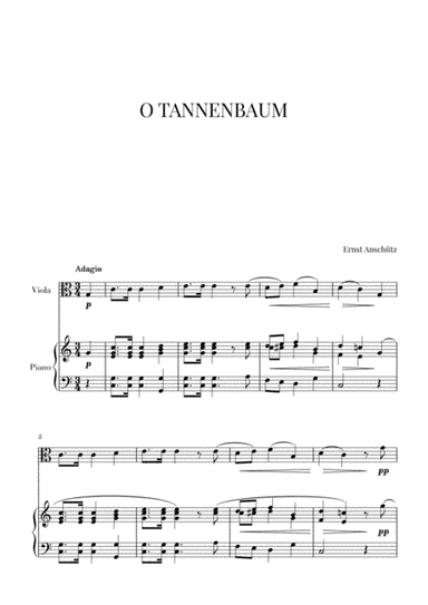 O Tannenbaum for Viola and Piano (arr. Cadenza Editions)