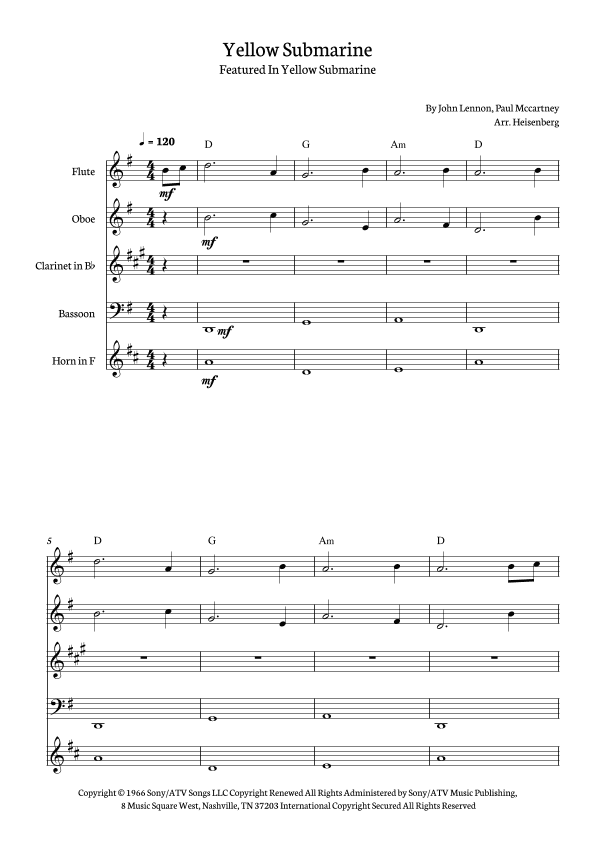 Yellow Submarine (arr. Heisenberg)