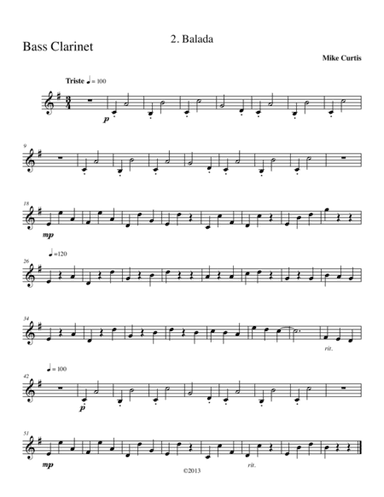 Cuarteto Santa Cruz, Second Movement (Balada) for Clarinet Quartet