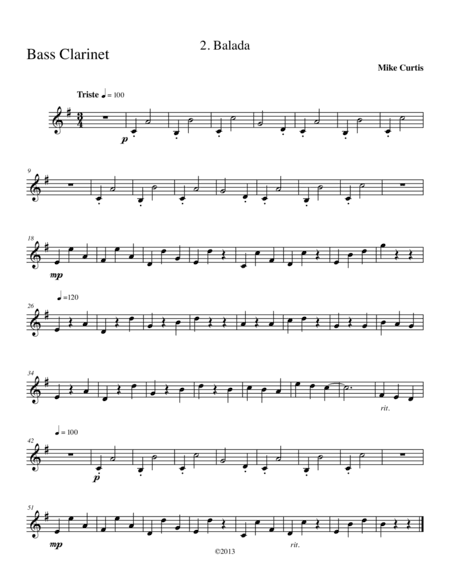 Cuarteto Santa Cruz, Second Movement (Balada) for Clarinet Quartet