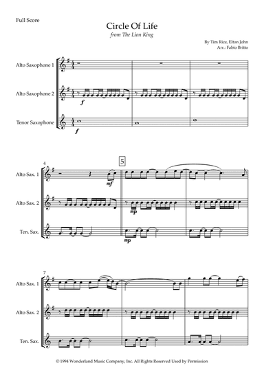 Circle Of Life (arr. Fabio Britto)