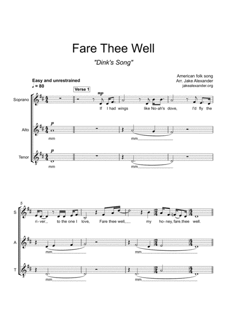 Fare Thee Well - SAT a cappella (arr. Jake Alexander)