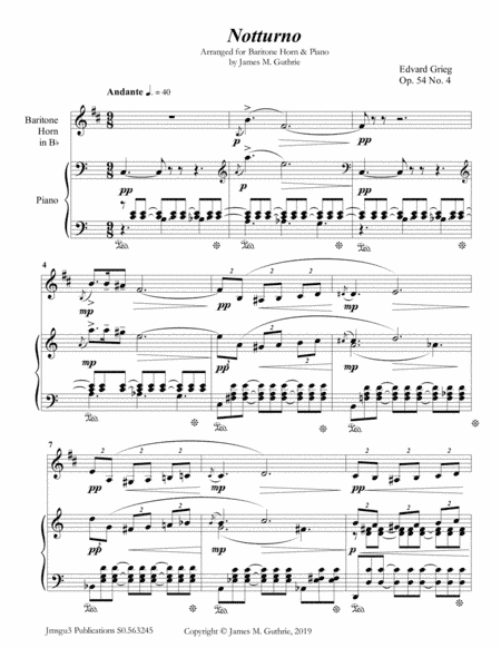 Grieg: Notturno Op. 54 No. 4 for Baritone Horn & Piano (arr. James M. Guthrie)