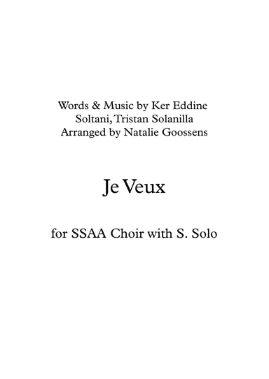 Je Veux (arr. Natalie Goossens)