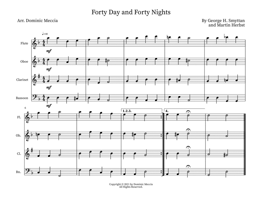 Forty Day and Forty Nights (arr. Dominic Meccia)