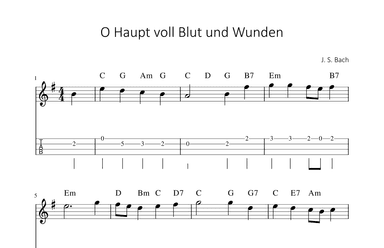 O Haupt voll Blut und Wunden - J. S. Bach (arr. songbooks.info)