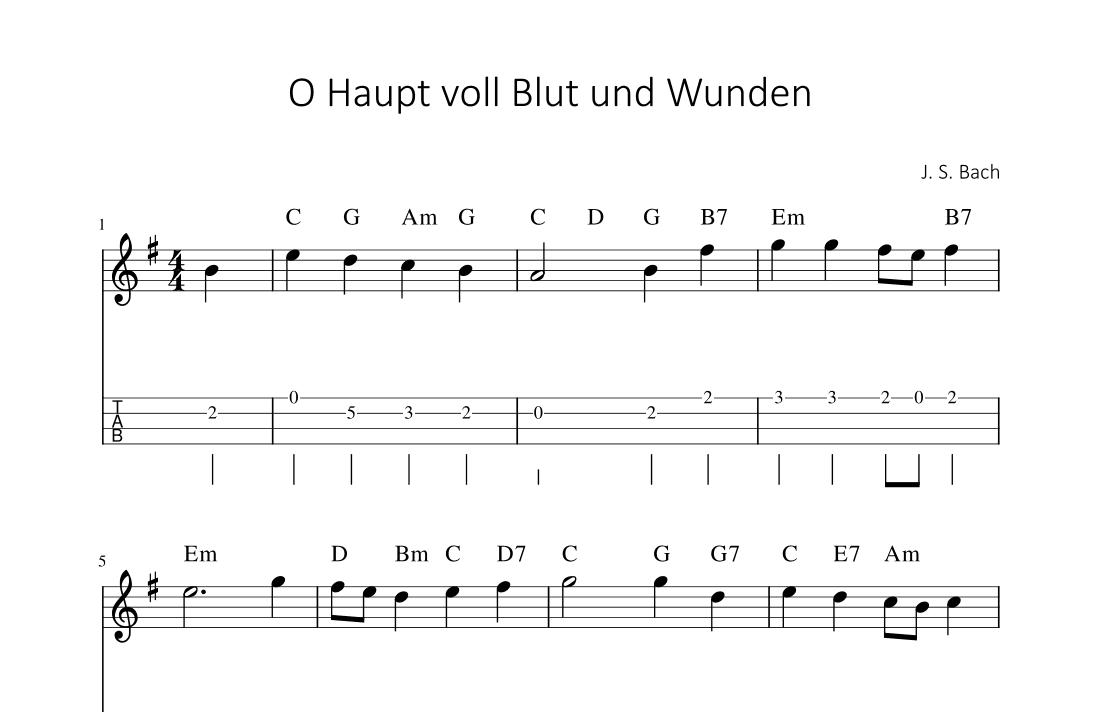 O Haupt voll Blut und Wunden - J. S. Bach (arr. songbooks.info)