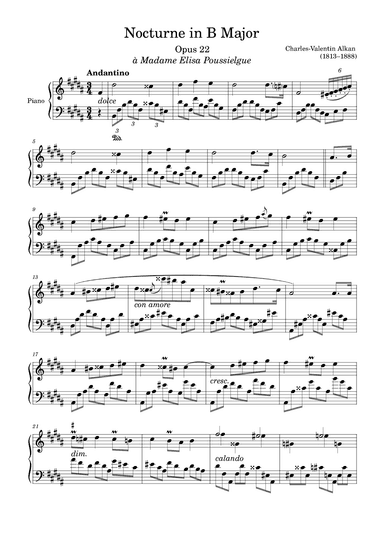 Nocturne Opus 22 in B Major (arr. Zachary Corbett)