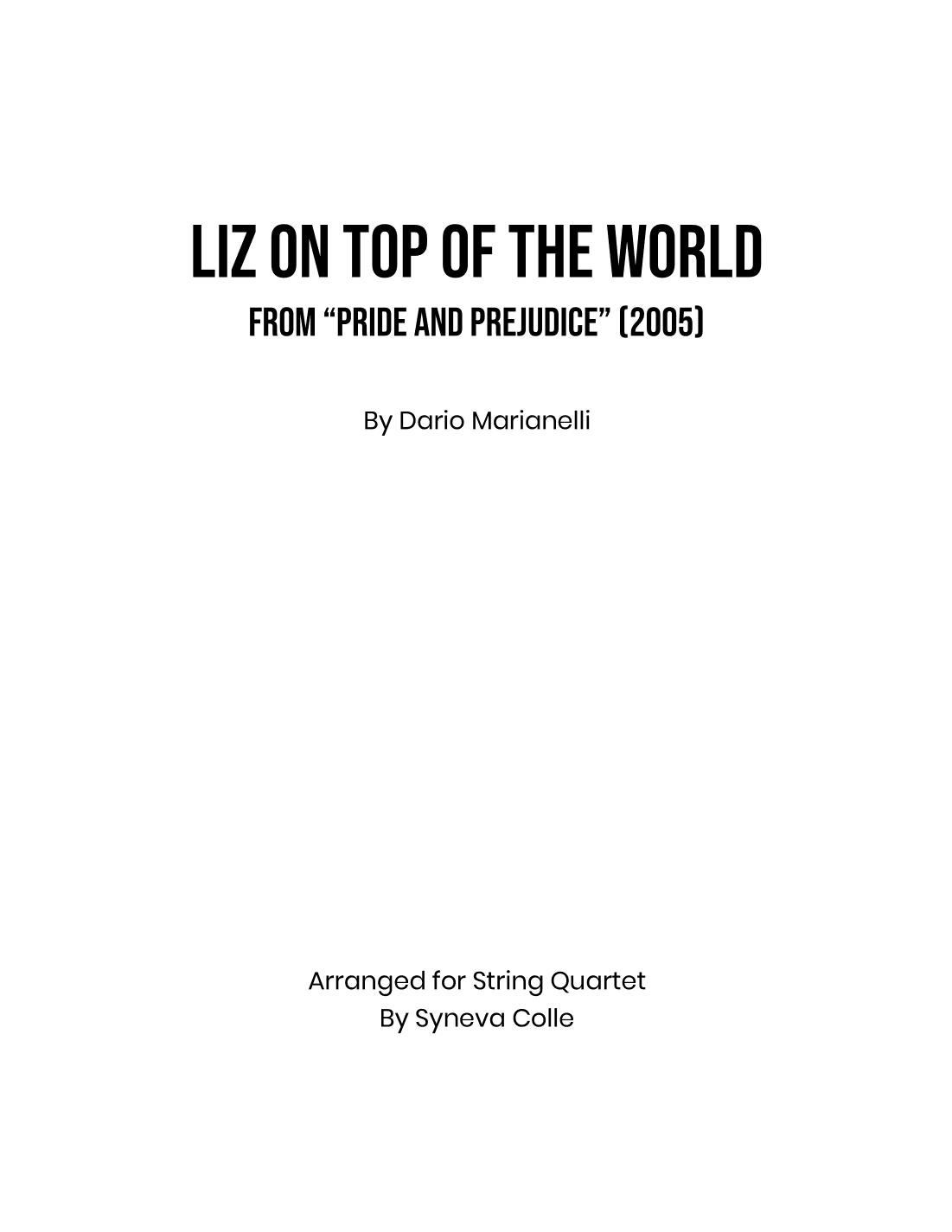 Liz On Top Of The World (arr. Syneva Colle)