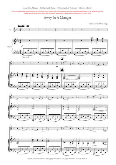 Away In A Manger - Bb Clarinet and Piano (smooshy jazz ballad) by Chris Lawry and Keri Degg. Include