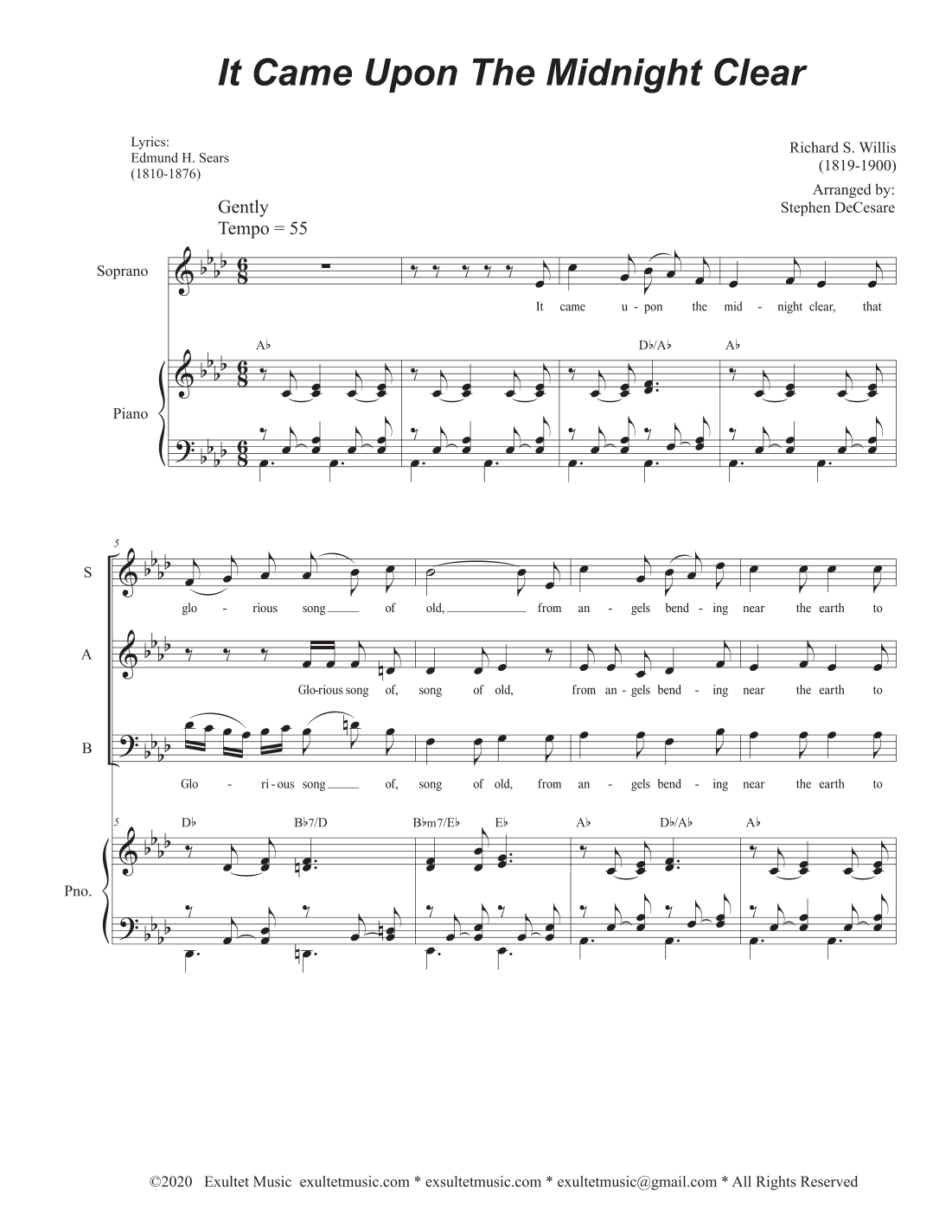 It Came Upon The Midnight Clear (Vocal Trio - (SAB) (arr. Stephen DeCesare)