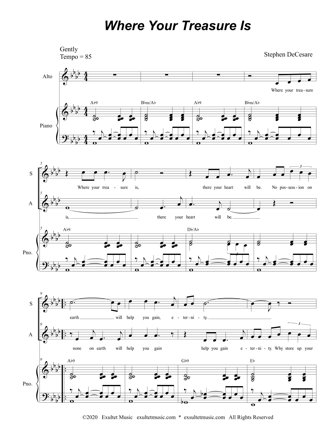 Where Your Treasure Is (Duet for Soprano and Alto solo)