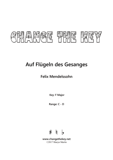 Auf Flugeln des Gesanges - F Major (arr. Change the Key)