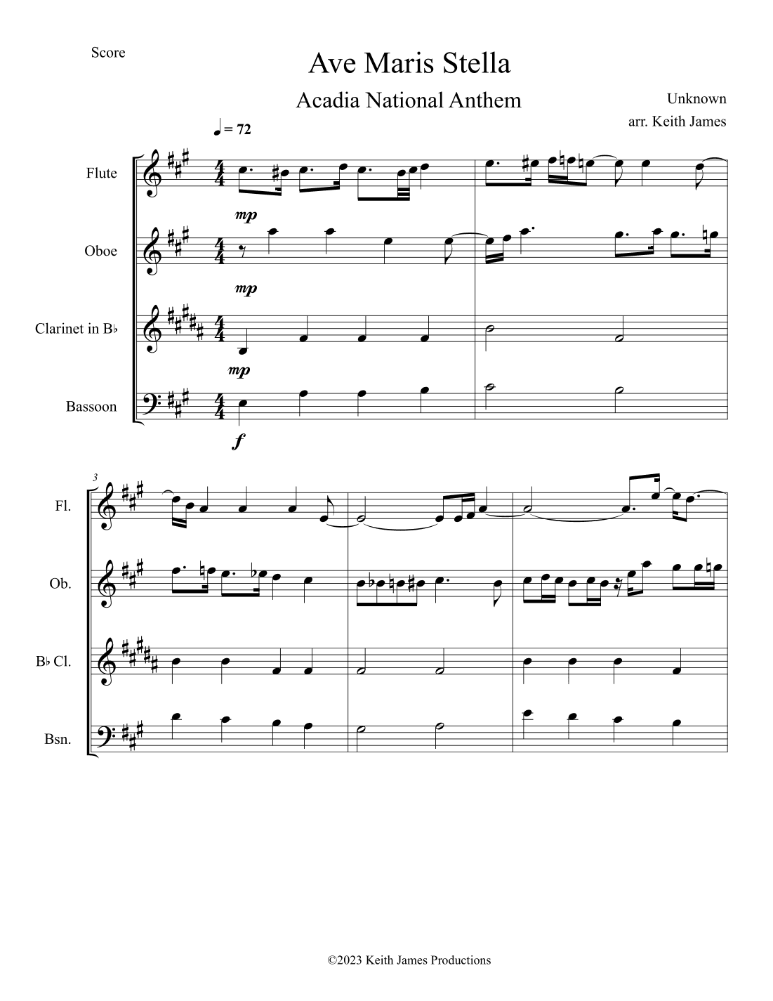 Ave Maris Stella (Woodwind Quartet) (arr. Keith James)