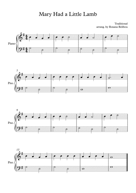 Mary Had a Little Lamb (arr. Roxana Belibou)