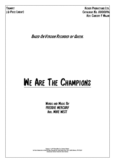 We Are The Champions (arr. Mike West)