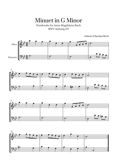 J. S. Bach - Minuet in G Minor for Oboe and Bassoon (arr. Cadenza Editions)
