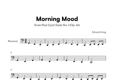 Edvard Grieg - Peer Gynt Suite Morning Mood (for Bassoon Solo) (arr. Cadenza Editions)