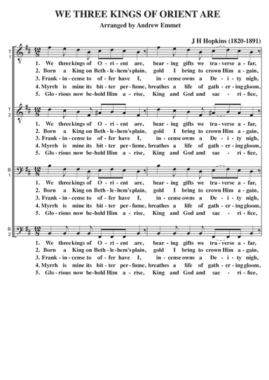 We Three Kings Of Orient Are A Cappella TTBB (arr. Andrew Emmet)