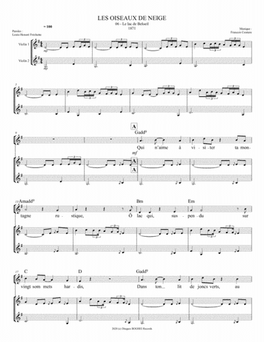 LES OISEAUX DE NEIGE - Le lac de Beloeil (arr. Disques BOGHEI Records)