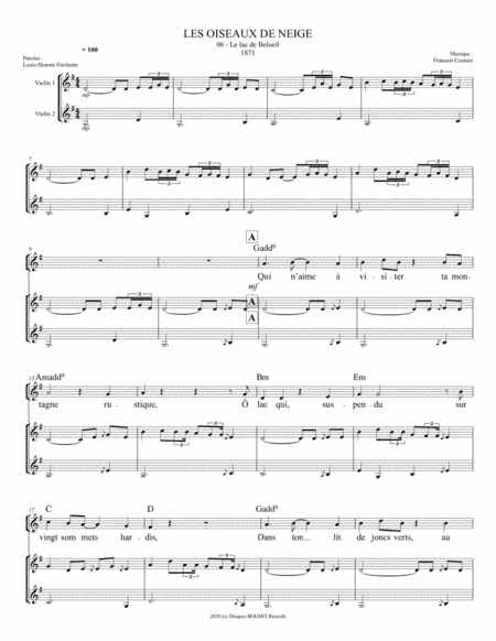 LES OISEAUX DE NEIGE - Le lac de Beloeil (arr. Disques BOGHEI Records)