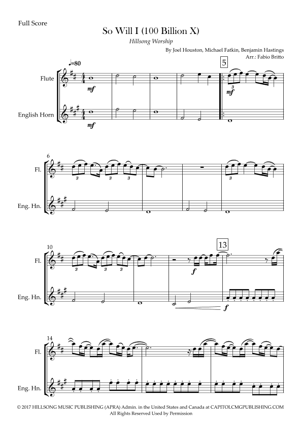 So Will I (100 Billion X) (arr. Fabio Britto)