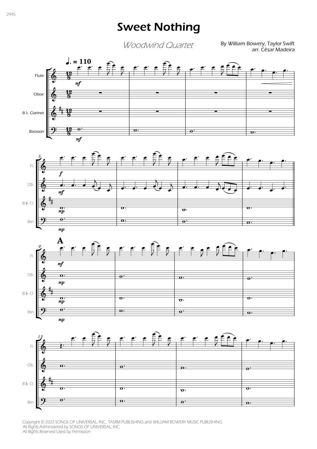 Sweet Nothing - Score Only (arr. César Madeira)