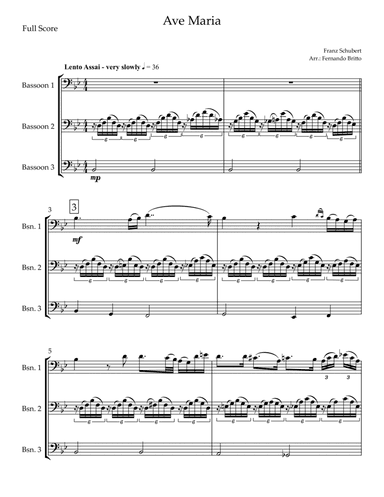 Ave Maria (Franz Schubert) for Bassoon Trio (arr. Fernando Britto)