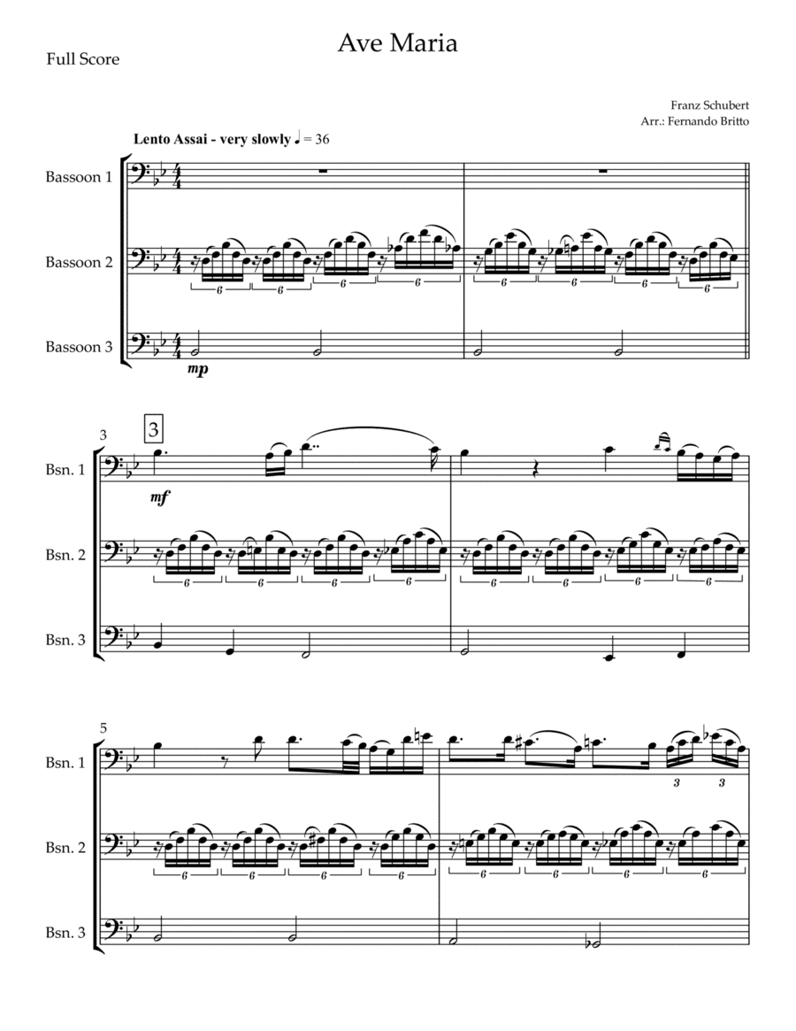 Ave Maria (Franz Schubert) for Bassoon Trio (arr. Fernando Britto)
