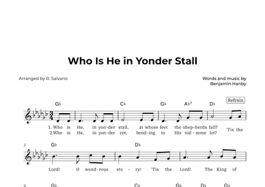 Who Is He in Yonder Stall (Key of G-Flat Major) (arr. R. Salvario)