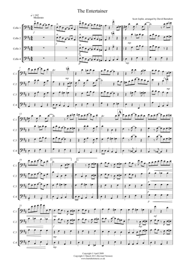 The Entertainer for Cello Quartet (arr. David Burndrett)