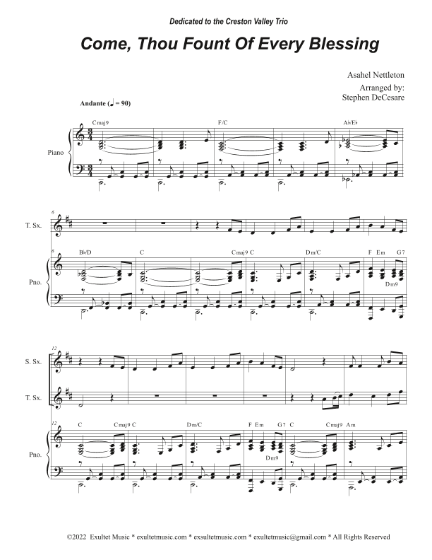 Come, Thou Fount Of Every Blessing (Duet for Soprano and Tenor Saxophone) (arr. Stephen DeCesare)