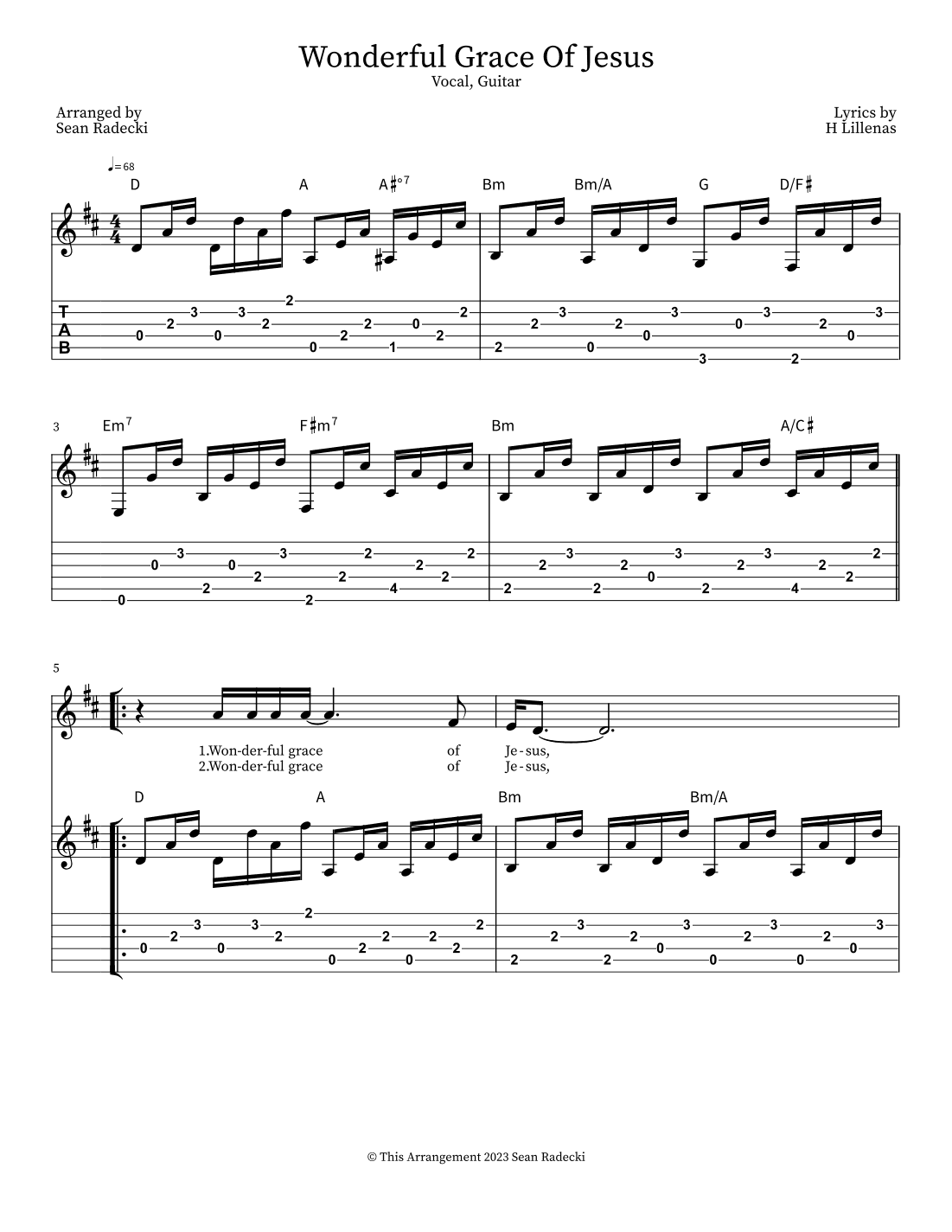 Wonderful Grace Of Jesus (arr. Sean Radecki)