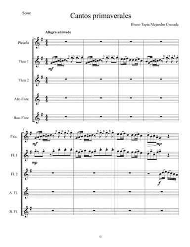 Cantos primaverales, para ensamble de flautas